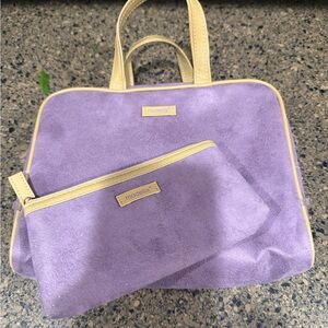 Modella Lavender and Tan Cosmetic Bag Set